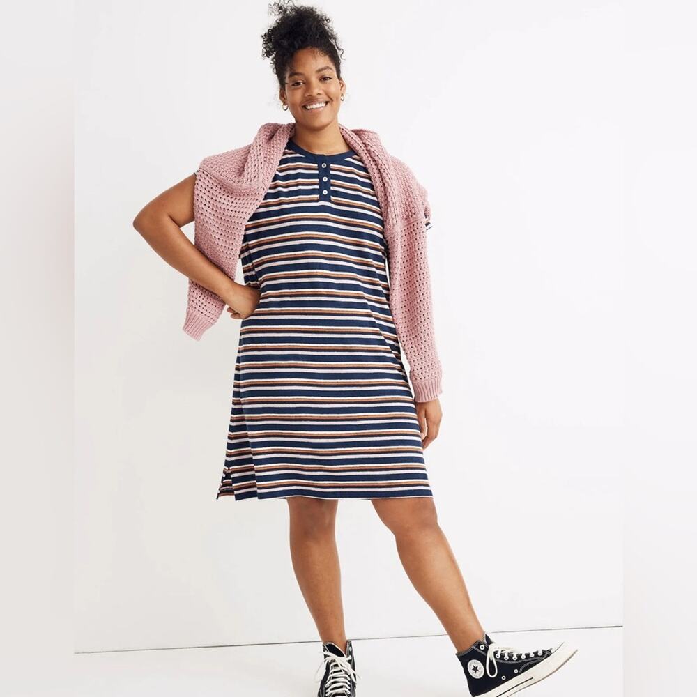 Madewell Striped Henley T-Shirt Dress - Picture 2 of 7